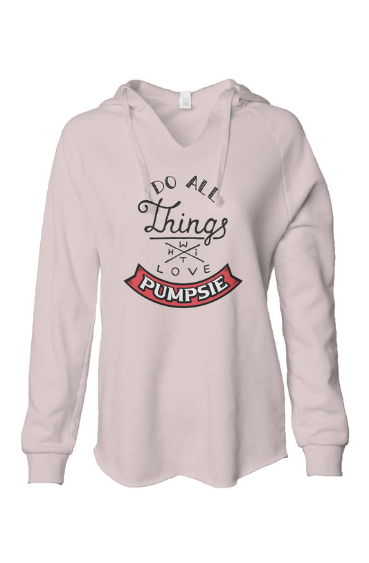 Womens Do All Things With Love Blush Hooded Sweatshirt