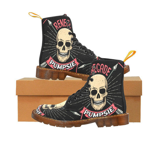 Women's Skull Renegade Lace Up Canvas Boots