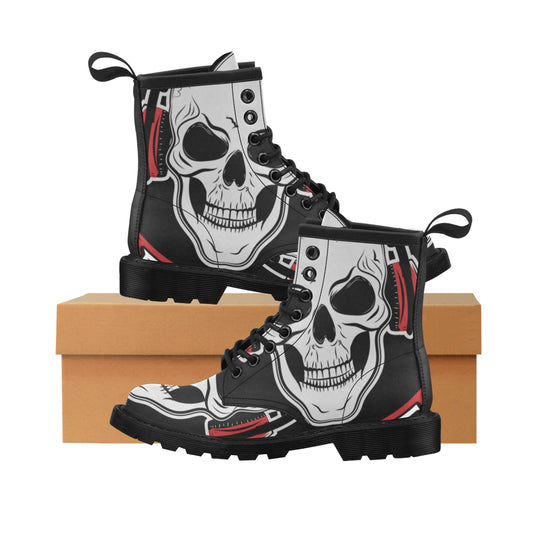 Men's Skull + Earphones PU Leather Martens Boots